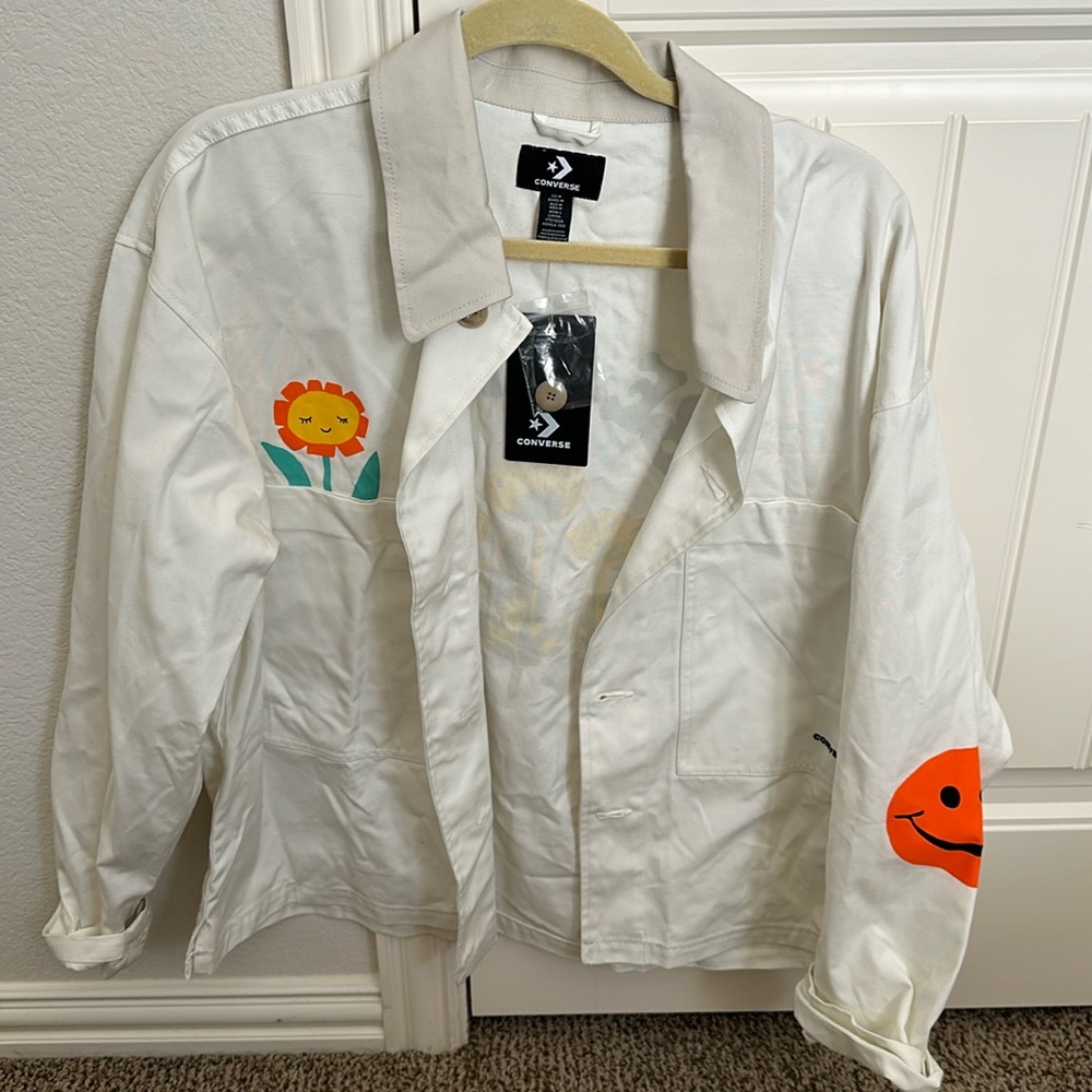Converse Much Love Lightweight Shop Jacket Egret, Size Medium